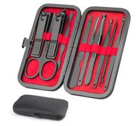 Set de Manicura y Pedicura 10 en 1, Juego de Cortaúñas Profesional de Acero Inoxidable con Estuche, Incluye Tijeras, Limas de Uñas, Pinza para Cejas, Limpiador de Oídos y Mucho Más, 10 Piezas