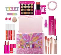 Set de maquillaje - Blush Stick, lápiz labial, kit de sombra de ojos | Caja cosmética de 26 a prueba de agua para niñas, colección de belleza de viajes, elementos básicos de la cara con pinceles para