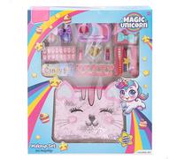 COLORBABY Set Maquillaje Infantil Magic Unicorn, con Paleta de Sombras, pintauñas, Pegatinas y Neceser Brillante, Productos no tóxicos, a Partir de 5 años (74205)