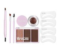 Set de maquillaje de cejas, paleta de cejas de 3 colores + pomada de cejas marrón, lápiz de cejas de doble cara, 2 pinceles y 4 plantillas de cejas, kit de cejas para cejas naturales definidas