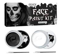 Set de Maquillaje de Halloween, Maquillaje Blanco Negro con Pincel de Maquillaje, Maquillaje de Halloween, Maquillaje de Payaso de Halloween para Maquillaje de Teatro,Maquillaje de Fiesta