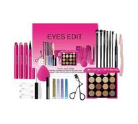 Set de maquillaje de ojos, kit de maquillaje de ojos | Kit de cosméticos para principiantes y profesionales | rímel, paleta de sombras de ojos, pestañas, plantilla de sello, cepillo de sombra de ojos