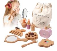 Set De Maquillaje Finge para Chicas - Kit De Juego De Belleza De Madera con Herramientas De Estilo | Learning Toys para Niños Pequeños De 4 A 6 Años - Juego Cosmético Seguro para Juego De R