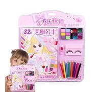 Set De Maquillaje Infantil - Juego De Pintura Y Disfraces Para Niñas | Kit De Manualidades Creativas | Incluye Libro Para Colorear, Paleta De Sombras, Pintalabios Y Lápices Para Juegos De Rol Imaginat