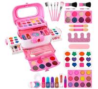 Set De Maquillaje para Niños - Kit De Maquillaje De 26 Piezas | Set De Juego Cosmético para Niños | Estuche De Belleza Lavable para Juego De Imitación con Espejo, Bolso De Mano Portátil, Jugu