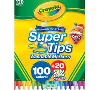 Set de marcadores Crayola Super Tips: 100 marcadores lavables para ni os, 20 marcadores perfumados, marcadores de colores a granel para libros de