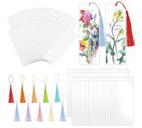 Set de marcapaginas en blanco,60 marcapaginas de papel para manualidades con 60 pompones de colores,incluye 60 fundas transparentes para marcapaginas,para la escuela,proyectos creativos,manualidades