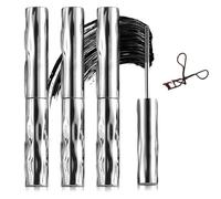 Set de máscara de pestañas Ultimate Length & Curl: máscara de pestañas 4D con fibras de seda que da volumen y alarga, resistente a las manchas, de larga duración(con rizador de pestañas)(3 pcs)