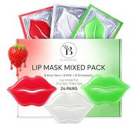 Set de Mascarillas para Labios (24 Unidades) - Aloe Vera, Leche y Fresa - Mascarilla Hidratante e Protector Labial Antiarrugas e Antienvejecimiento para Mujeres - Lip Mask