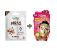 Set De Mascarillas Plump And Firm Cucumber Peel Off Mask Whith Hyaluronic Acid 10ml + Argan Equilibra Mascarilla Facial Antiedad 7.5ml
