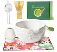 Set de Matcha 7 Piezas - Juego de Té Tradicional con Cuenco de Cerámica, Batidor de Bambú y Colador - Perfecto para Matcha Latte y Ceremonia - Regalo para Principiantes y Amantes