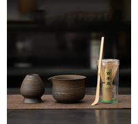 SET DE MATCHA - de Bambú con 80 Puntas Divididas a & para el Tea Esmaltado en Con /Soporte - Herramientras Para Mezclar Matcha, Latte y Meditación Zen, Regalo Ideal Navideño o del Agradecimiento