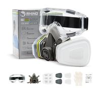 Set de Media Máscara Antipolvo Reutilizable RH-M103 ABEK1 con Gafas, Guantes, 6 Filtros de Protección de Partícular para Gas, Ácido y Amoníaco | Bricolaje Carpintería Vapor y Más