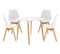 Set De Mesa & 4 Sillas Liborg En Madera Con Asientos Acolchados En Polipiel