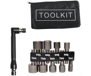 Set de Métricos 9pz para Mecánica Coche Set de Métricos 9pz para(10pcs set) | para acero para cr-V , mango L ergonómico, para acceso rincones, 6.35mm drive, negro mate