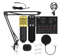 Set de Micrófono de Grabación Kit Streaming Sencillo, Tarjeta Sonido, Pie