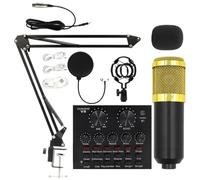 Set de Micrófono de Grabación Kit Streaming Sencillo, Tarjeta Sonido, Pie