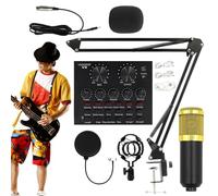 Set de Micrófono de Grabación Kit Streaming Sencillo, Tarjeta Sonido, Pie