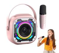 Set de Micrófono y Altavoz PA, Subwoofer Pequeño, Asa, Luces RGB | Micrófono Inalámbrico Con Altavoz Boombox Portátil Exterior Para Todos Los Smartphones Hogar