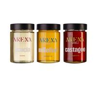 Set de miel artesanal calabresa 3x400 g - Acacia, Mil flores, Castaño - 100% italiana natural, cruda no pasteurizada - Degustación premium de Calabria