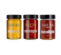 Set de miel artesanal calabresa 3x400 g - Millefiori, castaño, eucalipto - 100% italiana natural, cruda no pasteurizada - degustación equilibrada de Calabria