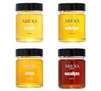 Set de miel artesanal calabresa 4x250 g - Acacia, Mil Flores, Brezo, Eucalipto - 100% italiana natural, cruda no pasteurizada - Degustación premium de Calabria