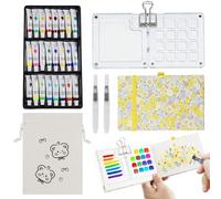 Set de Mini Acuarelas Portátil,Juego de Paletas de Acuarelas de 15 Cuadrículas, Paleta Acuarela de Bolsillo de Acrílico en Movimiento, Paleta de Pintura de Viaje para Pintores, Artistas, Estudiantes