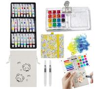 Set de Mini Acuarelas Portátil,Juego de Paletas de Acuarelas de 15 Cuadrículas, Paleta Acuarela de Bolsillo de Acrílico en Movimiento (Pequeño Libro de Dibujo)