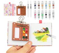 Set de Mini Acuarelas Portátil，Mini Set de Acuarelas con Cuaderno y Pintura, Paleta de Pintura de Acuarela de 12 Colores con Bolígrafo Para Pintores, Artistas, Estudiantes