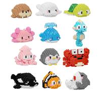 Set de mini bloques de animales marinos para fiestas infantiles, ideal como premio para el aula o como regalo de cumpleaños para niños de 4