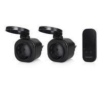 Smartwares Juego de enchufes inalámbricos para exteriores, 2 enchufes, mando a distancia, luces y dispositivos de hasta 3000 W, Plug & Connect