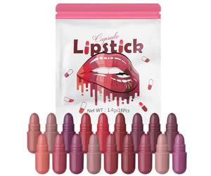 Set de Minilabiales,18 Colores en Barra de Labios en Formato Mini | Maquillaje de Labios,para Vacaciones Cumpleaños Promoción Escuela Universidad Boda Cita