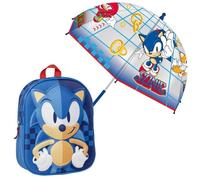 Set de Mochila 3D infantil de Sonic Azul + Paraguas Burbuja a juego - Producto Original Diseñado en España, hecho por Cerdá, licenciatario oficial