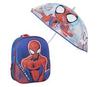 Set de Mochila 3D infantil de Spiderman + Paraguas Burbuja a juego - Producto Original Diseñado en España, hecho por Cerdá, licenciatario oficial