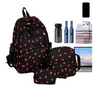 Set de mochilas de fresa - Bolso, | Soporte de organización y transporte Viajes diarios, guardería, camping, actividades al aire libre, ocio, excursiones, senderismo, Pickni, Negro