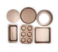 Set de Moldes para Hornear 6 Piezas, Acero al Carbono Antiadherente, Base Desmontable para Pasteles, Pizzas y Panes - Distribución Uniforme de Calor, Fácil Desmoldeo, Ideal para (Clima)