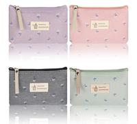 Set de Monedero Pequeño de Lona, Neceser Portátil para Mujer, Neceser Multifuncional con Cremallera, Un Regalo para tu Mejor Amiga, 18 x 12 x 3 cm (4 Colores)