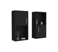 Set de muebles auxiliares de baño en melamina con 4 estantes y 2 puertas , negro , 60.1 cm x 30 cm x 16 cm