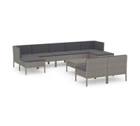 Set de muebles de jardín 10 pzas y cojines ratán sintético gris vidaxl