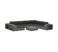 Set de muebles de jardín 10 pzas y cojines ratán sintético gris vidaxl