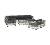 Set de muebles de jardín 10 pzas y cojines ratán sintético gris vidaxl