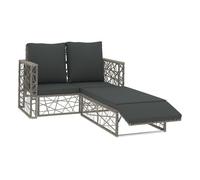 Set de muebles de jardín 2 pzas y cojines ratán sintético gris vidaxl 123 cm