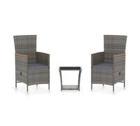 Set de muebles de jardín 3 pzas y cojines ratán sintético gris vidaxl
