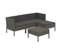 Set de muebles de jardín 5 pzas y cojines ratán sintético gris vidaxl 69 cm