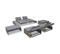 Set de muebles de jardín 5 pzas y cojines ratán sintético gris vidaxl