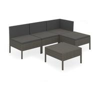 Set de muebles de jardín 5 pzas y cojines ratán sintético gris vidaxl 69 cm