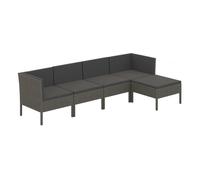 Set de muebles de jardín 5 pzas y cojines ratán sintético gris vidaxl