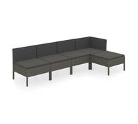Set de muebles de jardín 5 pzas y cojines ratán sintético gris vidaxl 69 cm