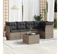 Set de muebles de jardín 6 pzas y cojines ratán sintético gris