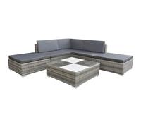 Set de muebles de jardín 6 pzas y cojines ratán sintético gris